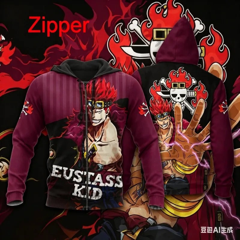 

One Piece Donquixote Doflamingo Men Zipper Hoodie Cartoon Anime Women Sweatshirt 2026 New Fashion Children Jackets Coat