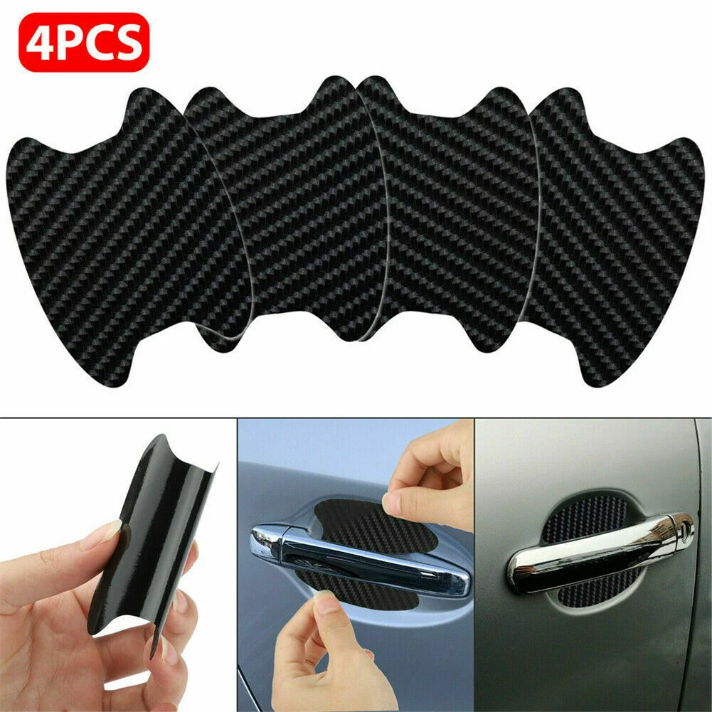 

4PCS Car Door Handle Stickers 3D Carbon Fiber Vinyl Vehicle Door Handle Paint Guard Cover Waterproof Accessories 8.5cmx6.8cm