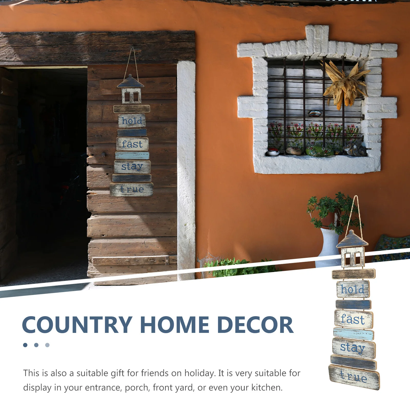 

Mediterranean Style Wooden Lighthouse Welcome Sign Home Door Hanging Board Beach Decor Vintage Lighthouse Design Pendant