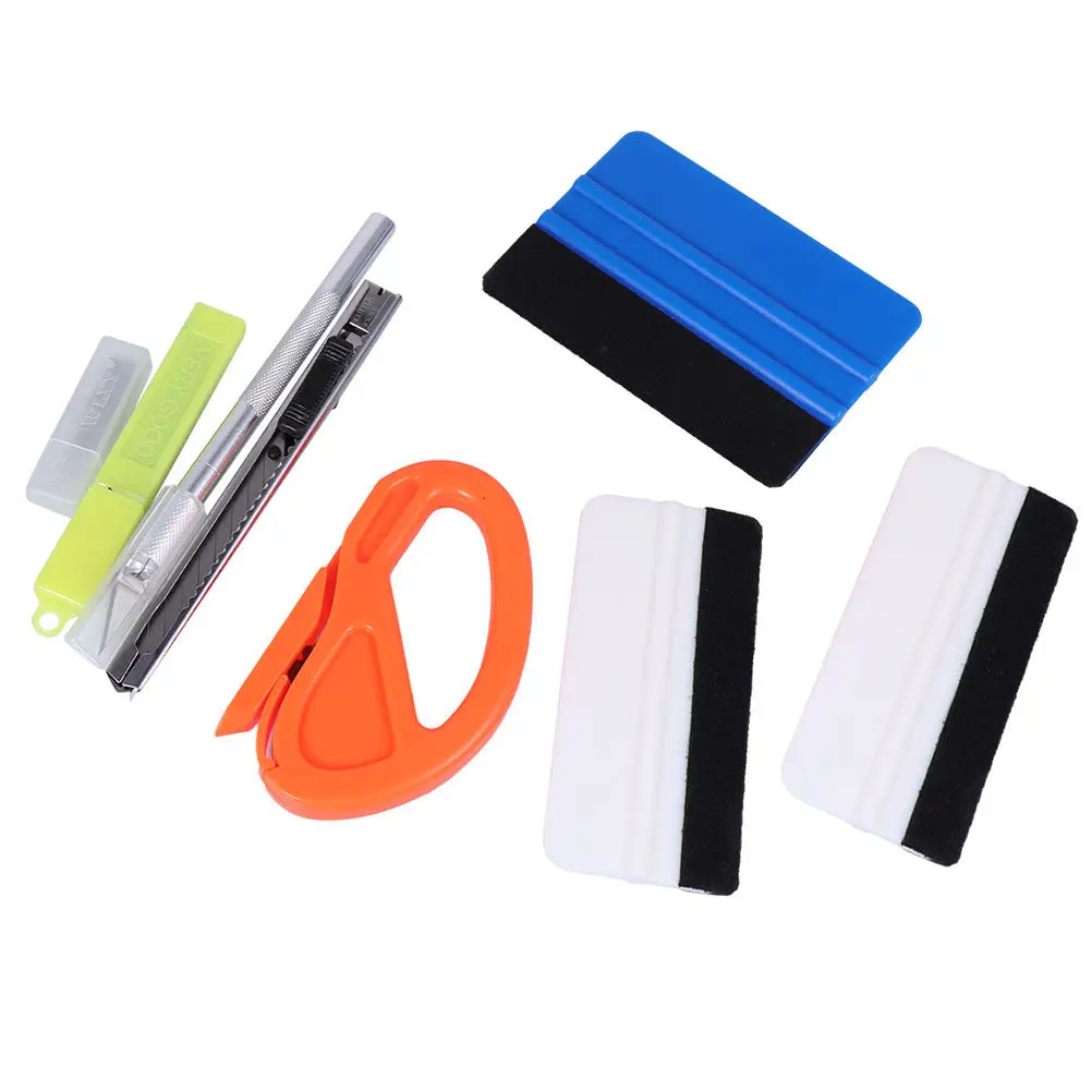 

2 Sets Car Wrap Vinyl Film Tool Auto Window Tint Scraper Squeegee Cutter Professional Car Pasting Film Tool Wrapping Scraper