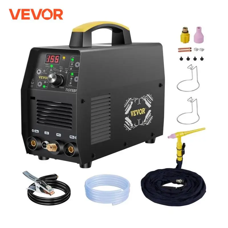 VEVOR 155A 3 in 1 TIG Welder AC110V 3 in 1 Multifunctional HF TIG ARC Clean IGBT Inverter Welding Machine with QQ150 Welding Gun