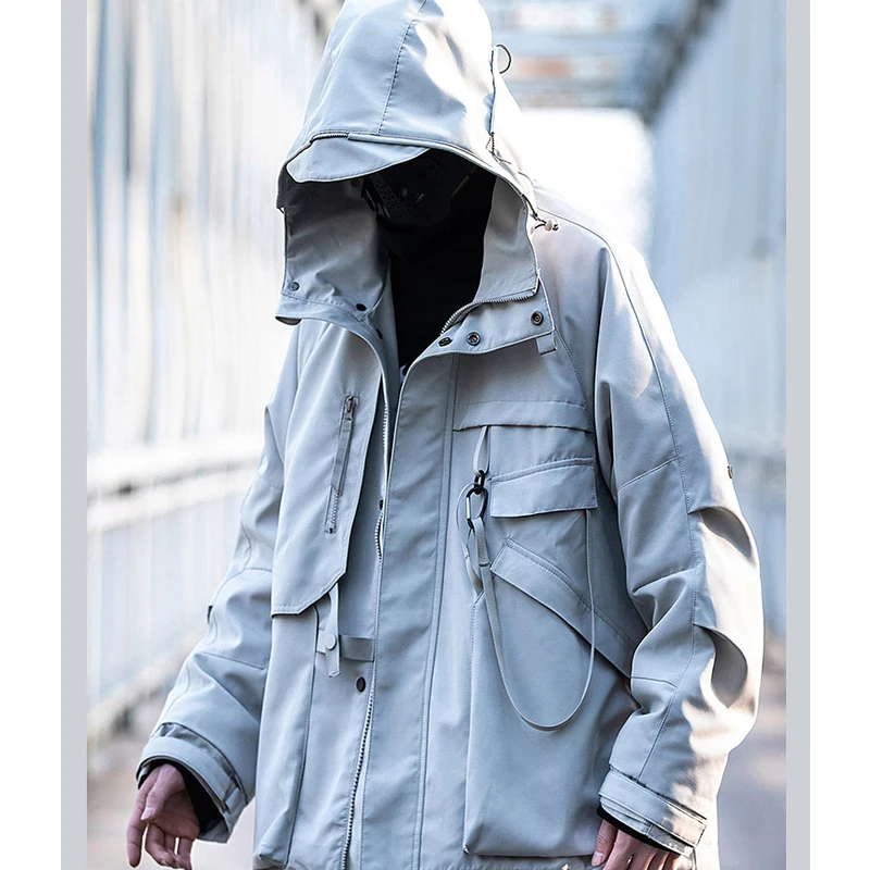 Techwear Cargo Windbreaker Spring Tactical Functional Coats Loose Jackets HipHop Streetwear Men\'s Clothing Harajuku Unisex Tops