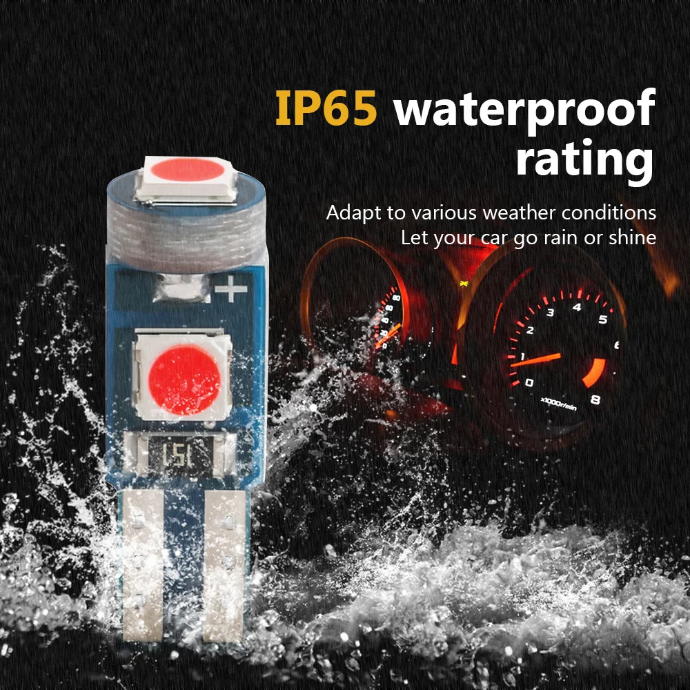 Guadsun 4PCS Car Dashboard Lights LED T5 W3W 2835 3SMD Bulb Auto Reading Instrument Panel Lamp Interior Light White Blue 12V