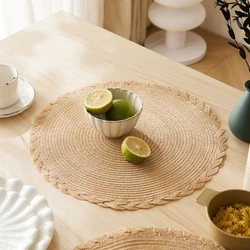 Hot Selling  Round Placemats Set of 4, Cotton Woven Placemat Heat-Resistant Non-Slip Washable Table Mats for Dining Table