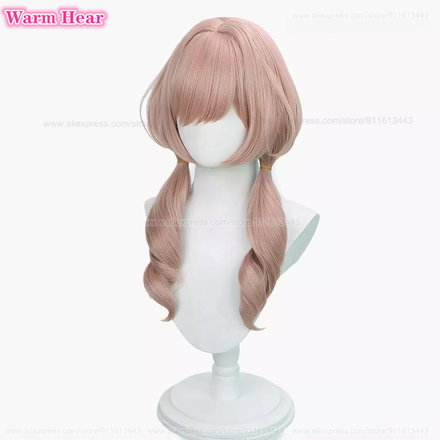 Game Bready Capelli sintetici Lunghi 50 cm Cachi Arancione Doppia treccia Parrucca Cosplay Capelli resistenti al calore Parrucche per feste di Halloween + Un berretto per parrucca