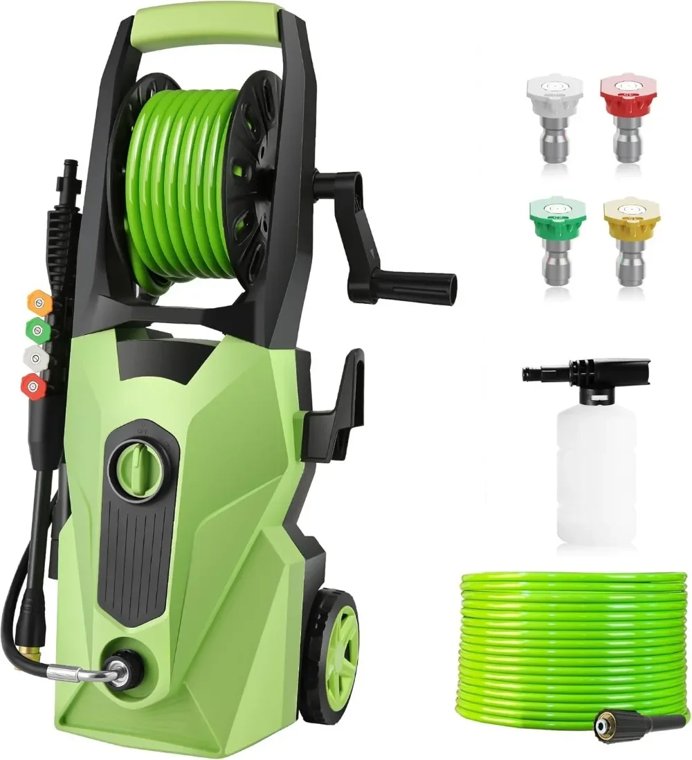 

4000 PSI Electric Pressure Washer 2.8 GPM with 33ft Pressure Hose, 4 Nozzle and Detergent Tank for Cars, Fences, Patio, Green