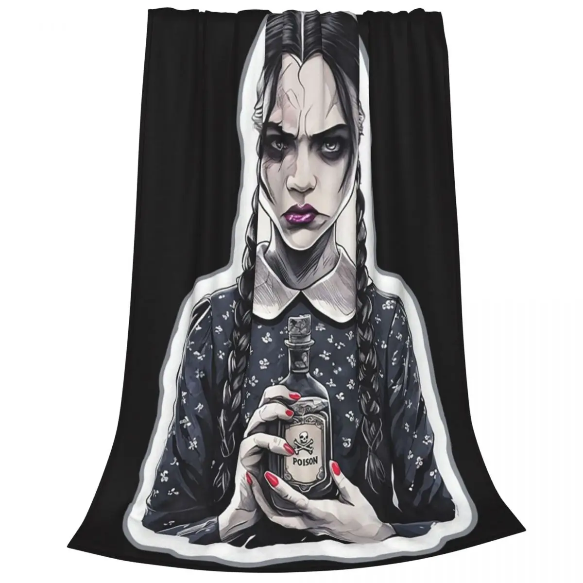 Dark Gothic Girl With Poison Bottle Halloween Blanket Flannel Sofa Throw Blankets For Couch Bedding Throws Bedspread Quilt