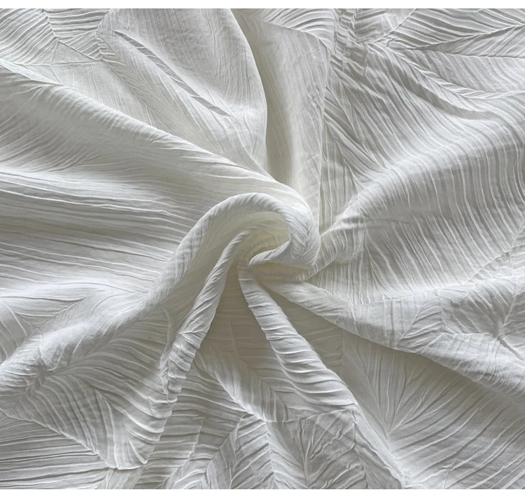 135cm Wide White and Black Pleated Chiffon Fabric Fashion Desinger Fabric for Top Blouse Dress Suit DIY Sewing Material