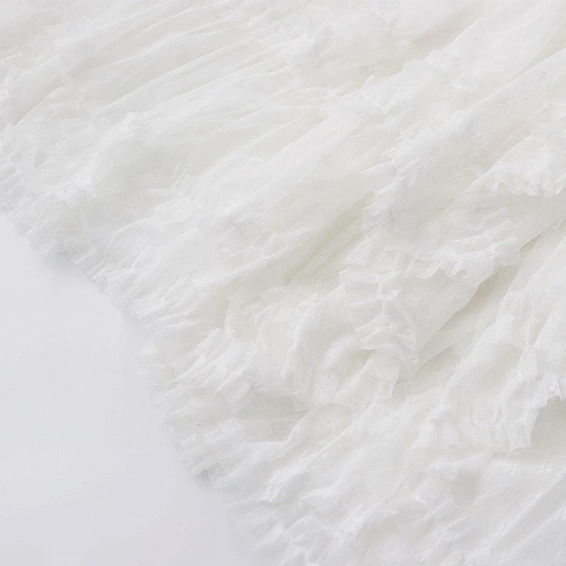 Gonna da sogno in rete elastica in vita nuova francese da donna Gonna da sogno in legno con cuciture irregolari per torta fata Gonna lunga bianca nera