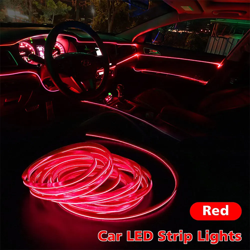 

5M Car Interior Atmosphere Lighting LED Strip DIY Flexible EL Cold Light Line Tube with Auto Decoration Ambient Lamp Accessories