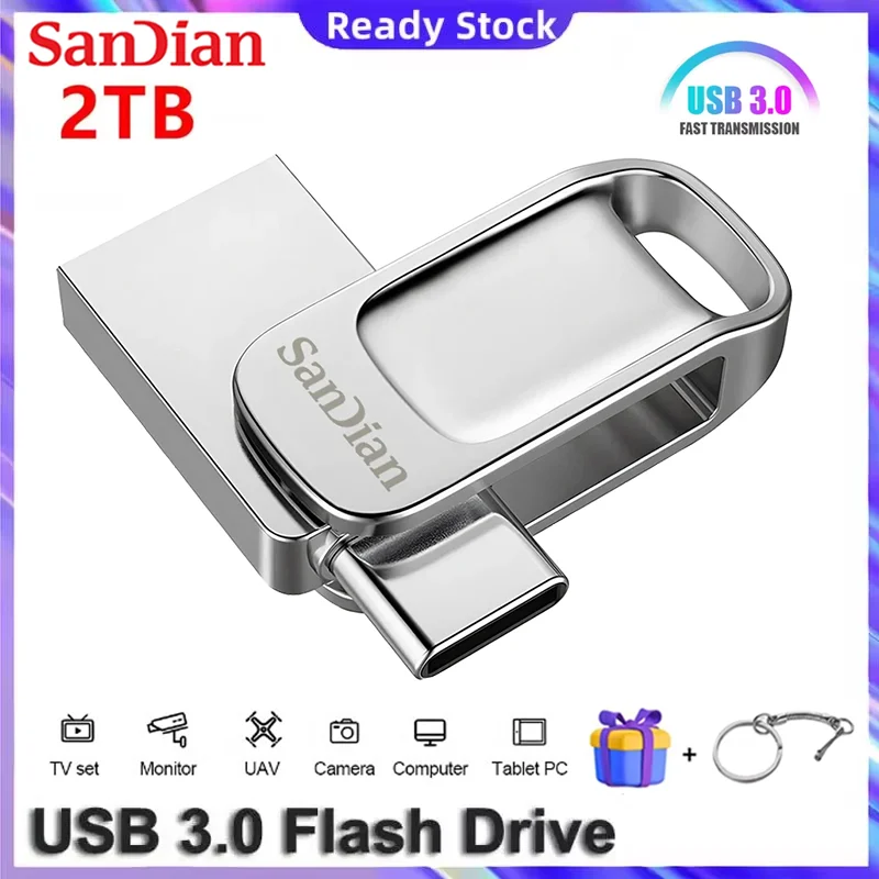 USB3.0แฟลชไดร์ฟ2TB Type-C อินเตอร์เฟซ256GB 512GB ปากกา NewUSB3.0หน่วยความจำแบบพกพา128g