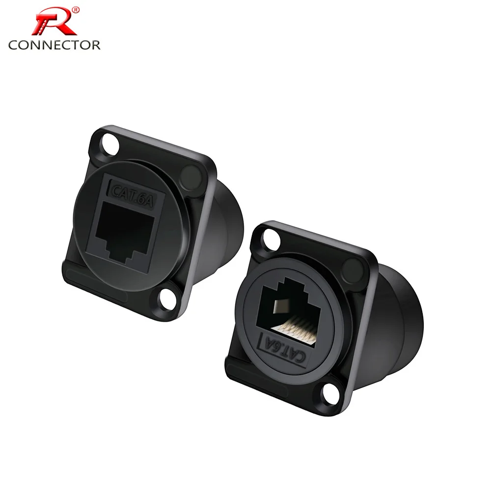 1pc New RJ45 Connector, RJ45 Network CAT 6A Shielded/Unshielded Panel Mount Chassis Connector, Cat.6 Internet RJ45 8p8c Modular