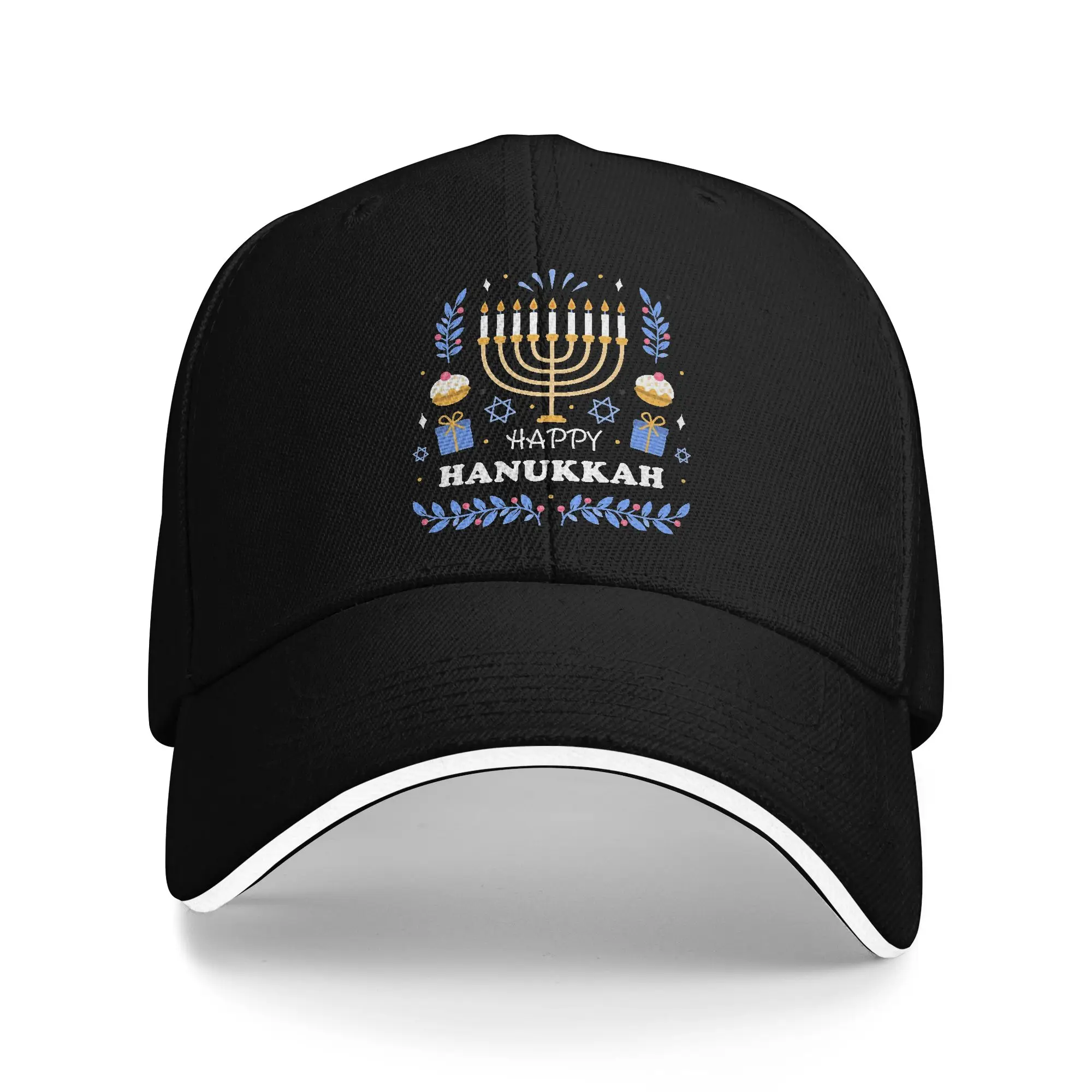 Happy Hanukkah Festival of Lights Baseball Caps Hip Hop  Sandwich Hat Unisex Adjustable Sun Cap Sport