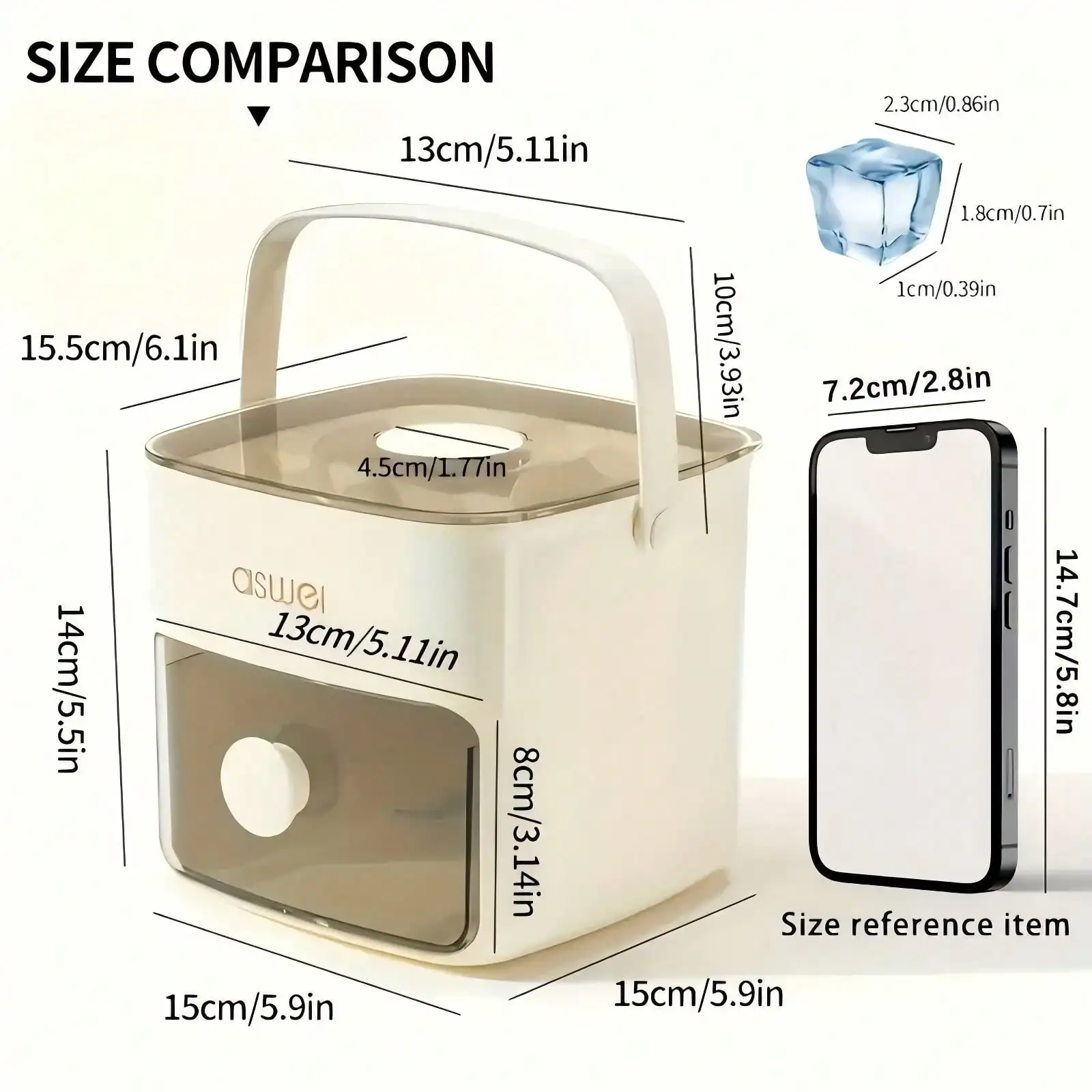 صانع Lce على سطح الطاولة، 48 قطعة من Lce، تصميم مزدوج الطبقات، مناسب للمنزل والمكتب والخارج، أداة للمطبخ باللون الأبيض.