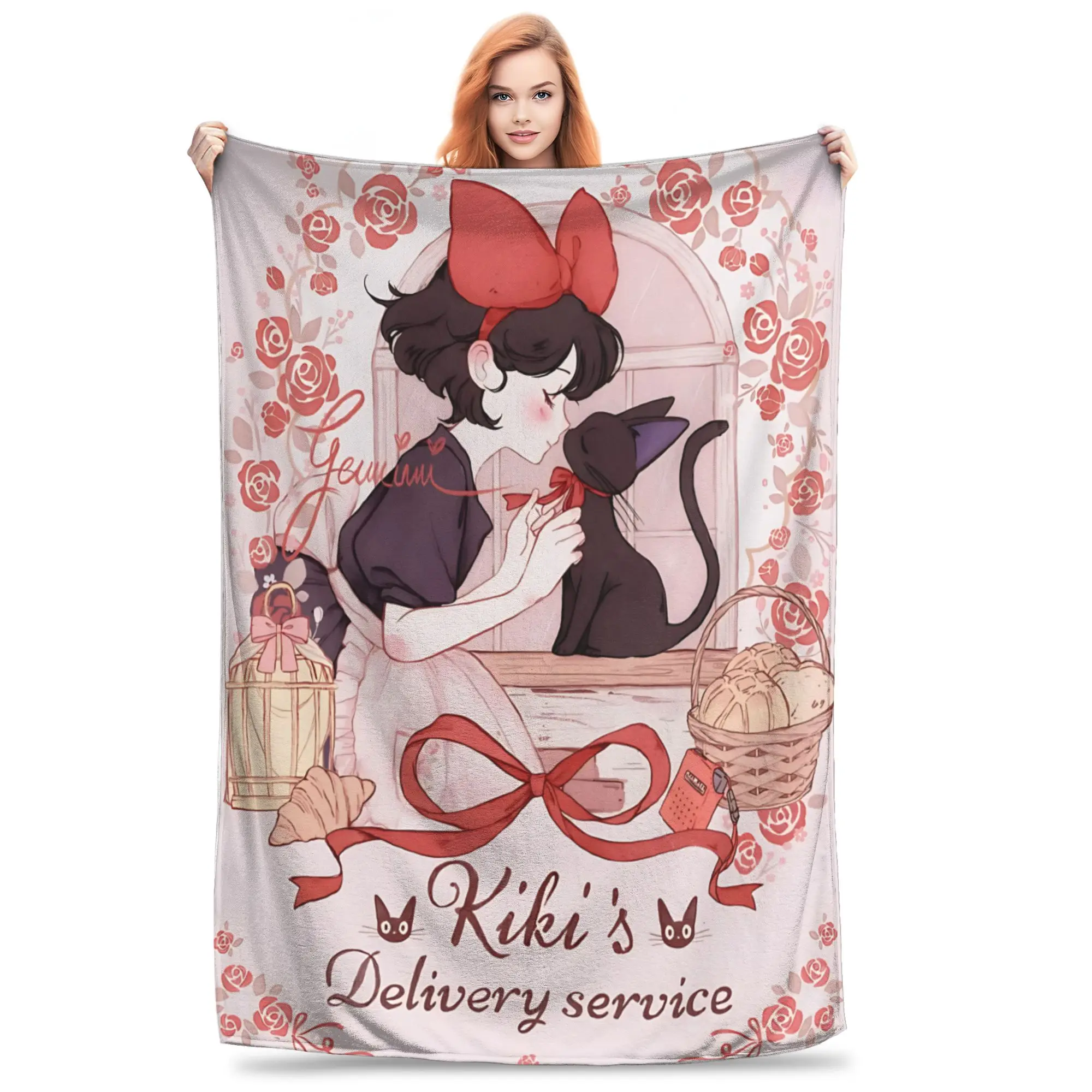 1PC home Cutecore Anime Kikis Delivery Services  Blanket Super Cosy Plush Home Living Room Sofa halloween