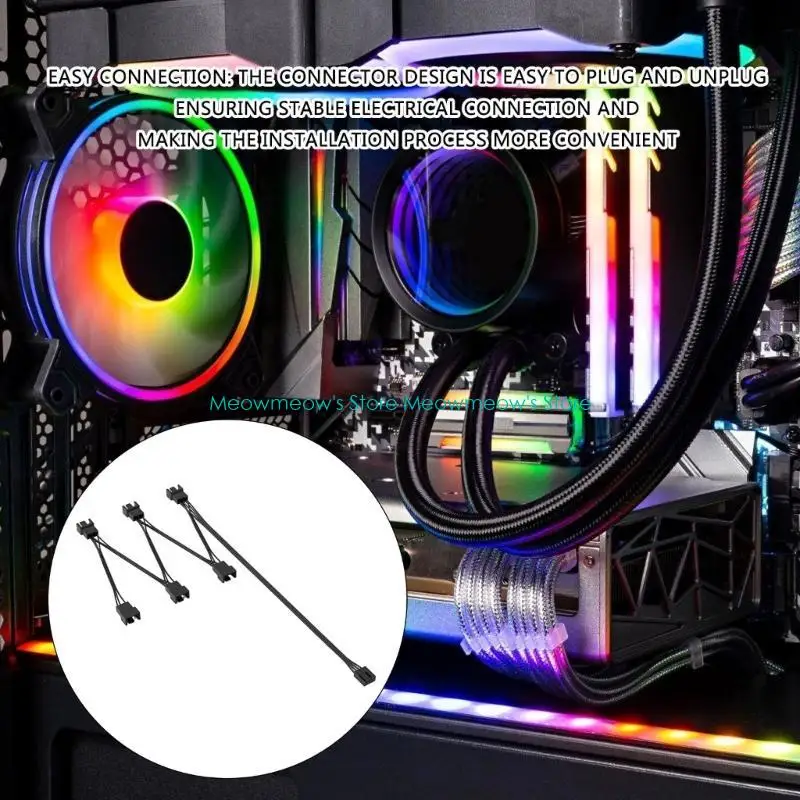 W91A Lunghezza flessibile 4pin PWM Connettori Filo estensione per PC Slitt da ventola raffreddamento