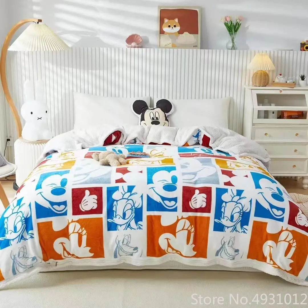 Disney Donald Duck Mickey Minnie Mouse Plush Blanket Duvet Cover Winter Throw Twin Full Size for Boys Girls Kids Bed Cover Gift