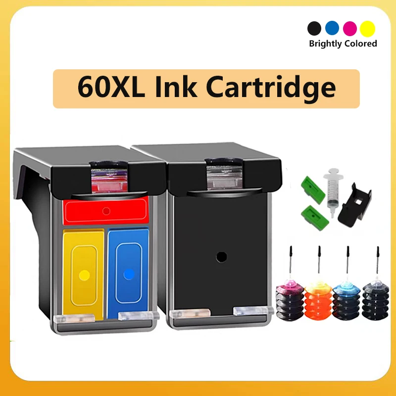 60XL Compatible For HP 60 Refillable Ink Cartridge For HP Deskjet F2480 F2420 F4480 F4580 F4280 D2660 D2560 PhotoSmart C4680