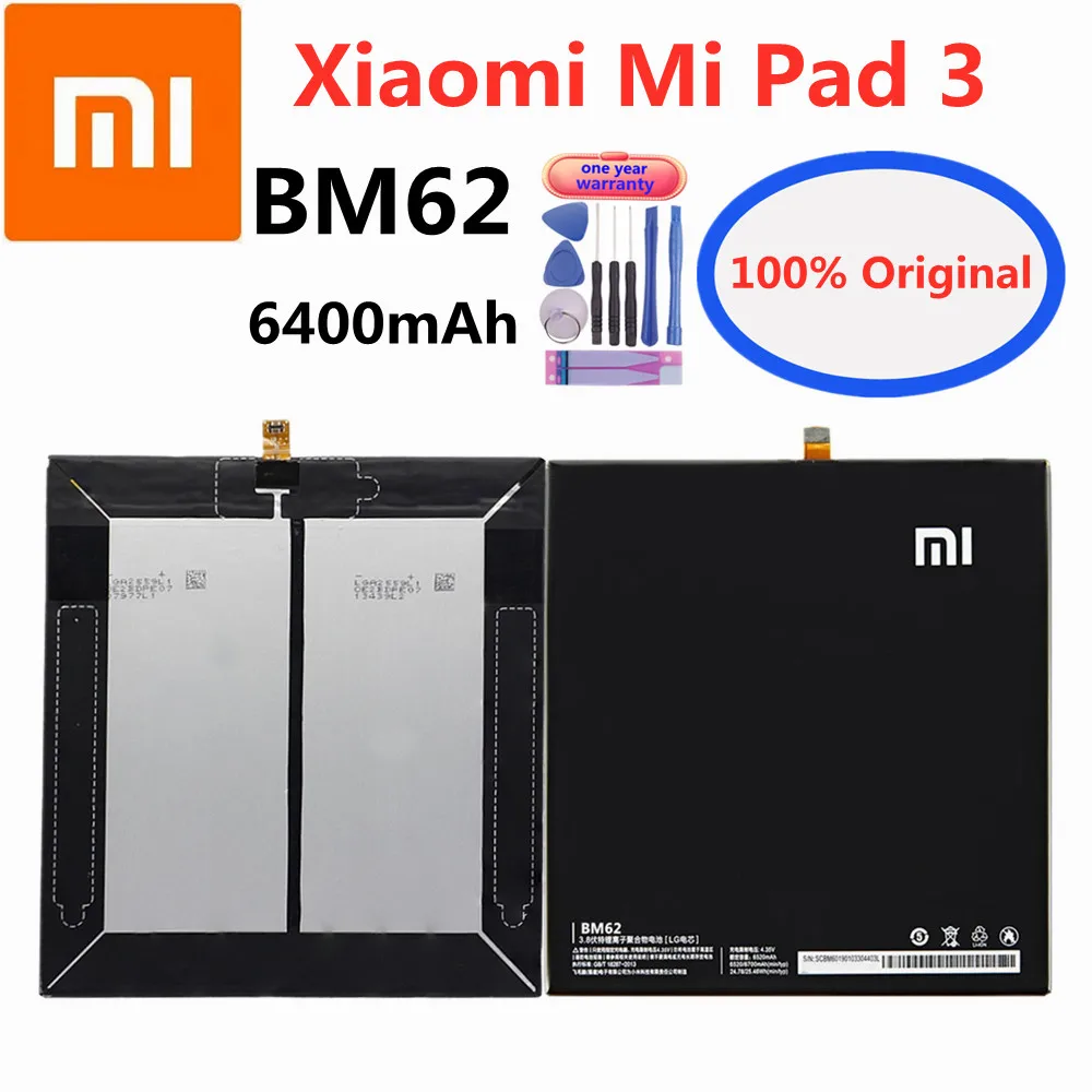 

In Stock Xiao mi Original Battery BM62 For Xiaomi Pad 3 Tablet 3 Pad3 MiPad 3 Replacement Bateria 6400mAh High Quality + Tools