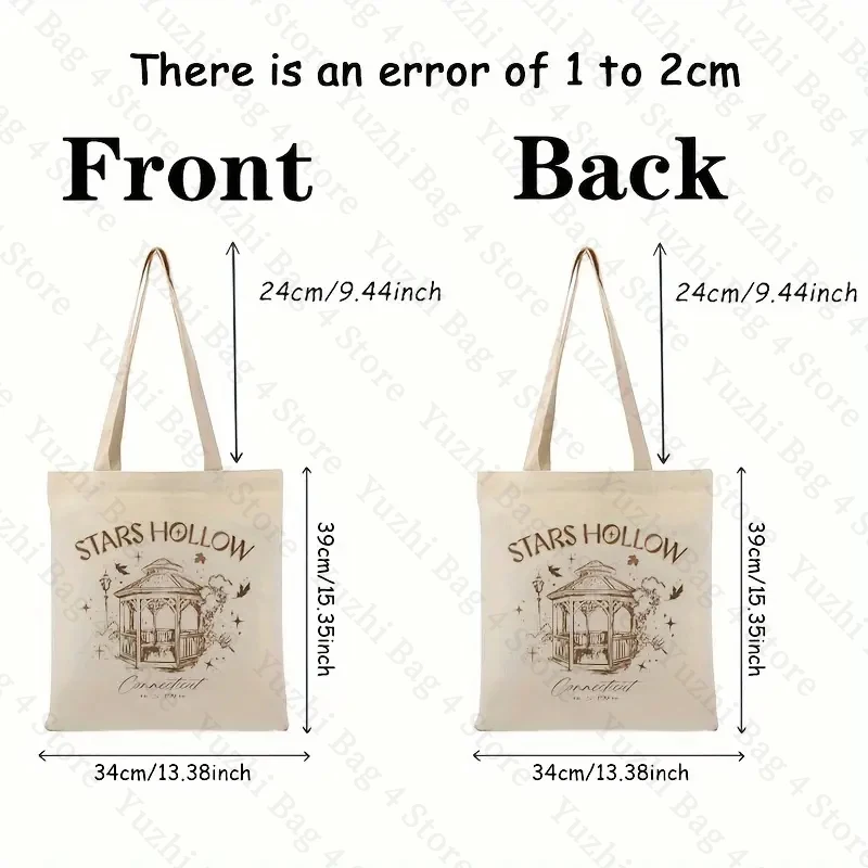 Stars Hollow Pattern Canvas Shopping Bag Portable Shoulder Bag for TV Drama Lover Trendy Large Capacity Tote Bag Trend