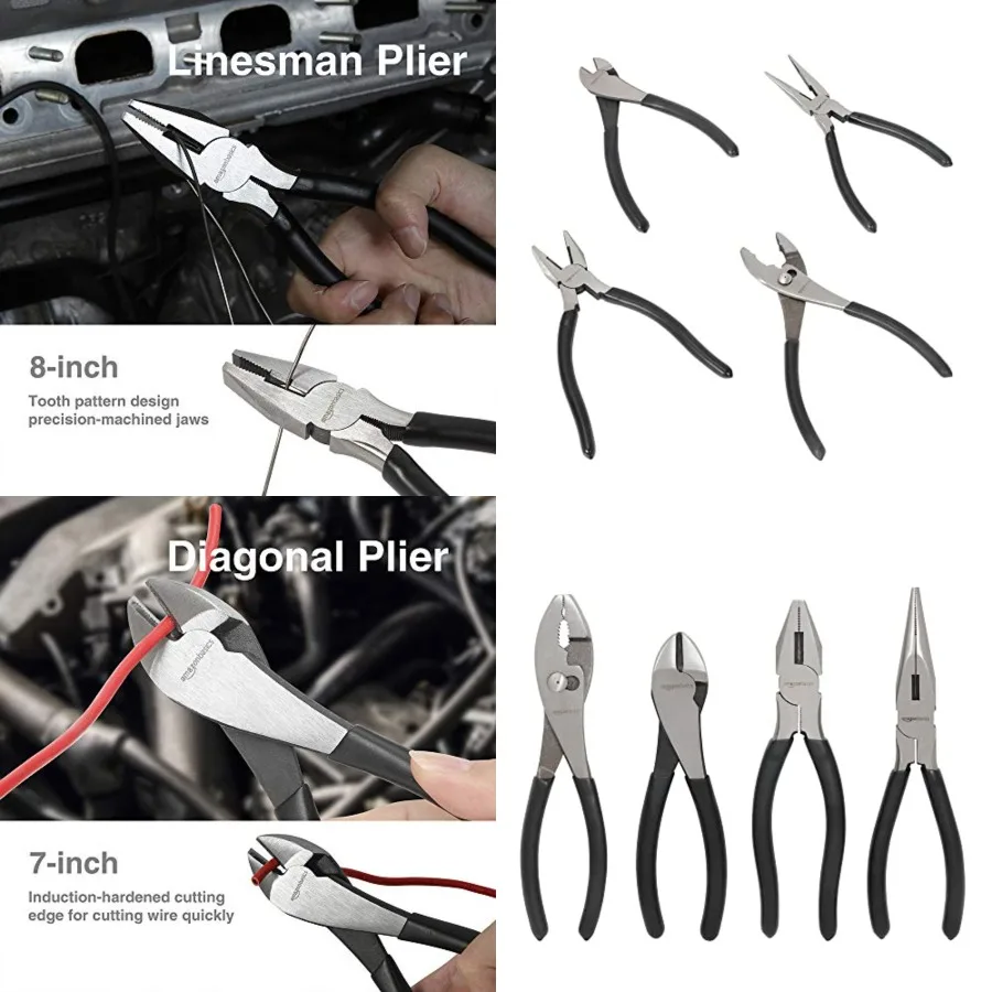 

Pliers Set, Hand Tools for Precision, Cutting Wire Cutter with Needle Nose and Diagonal, Quality Tool Set for Home Maintenance,