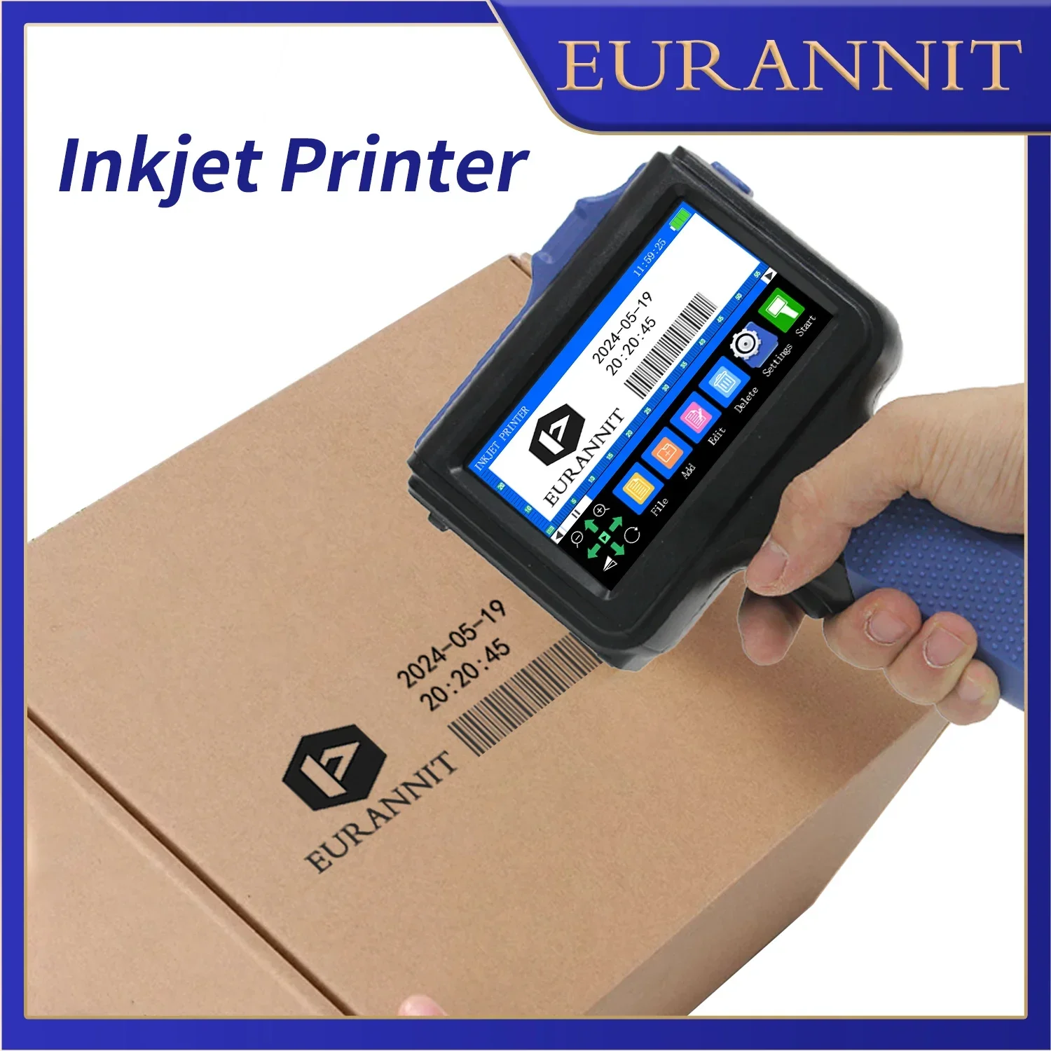 EURANNIT E19-Blue 12.7MM Portable High Quality Handheld Inkjet Printer Expiry Date Batch Number Logo Text TIJ Printing Machine