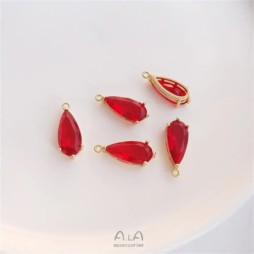 

14K Gold-coated Zircon Long Drop Pendant Handmade DIY Necklace Bracelet Pendant Earrings Accessories K189