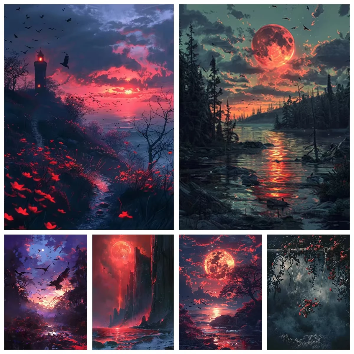 

Пейзаж, цифровая живопись, ручная роспись, акриловая краска, вечерние раскраски, домашний декор, поделки для взрослых, подарок «сделай сам»