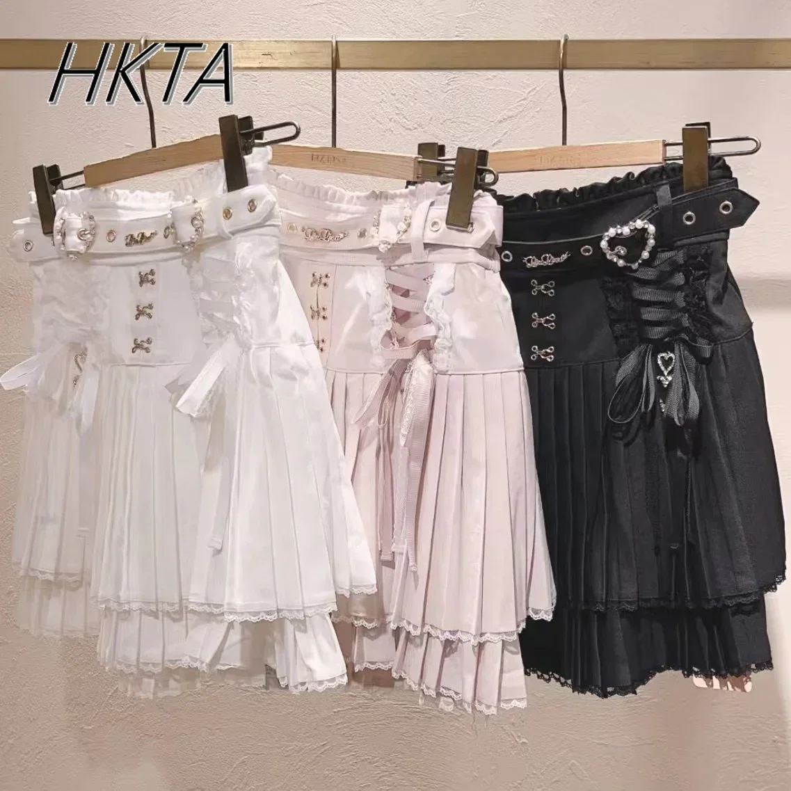 Japanese Liz Skirt Women Autumn New Mine Series Mass Production Soft Girl Punk Style Pleated Skirt Girl Sweet Lace Short Skirts