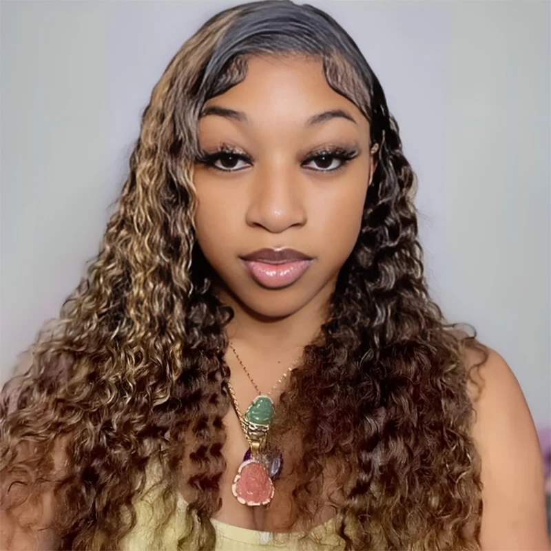 

200 Плотность 30 дюймов Медово-коричневые вьющиеся HD парики из натуральных волос на кружеве спереди 13x4 13x6 Цвет омбре Глубокая волна Фронтальные парики