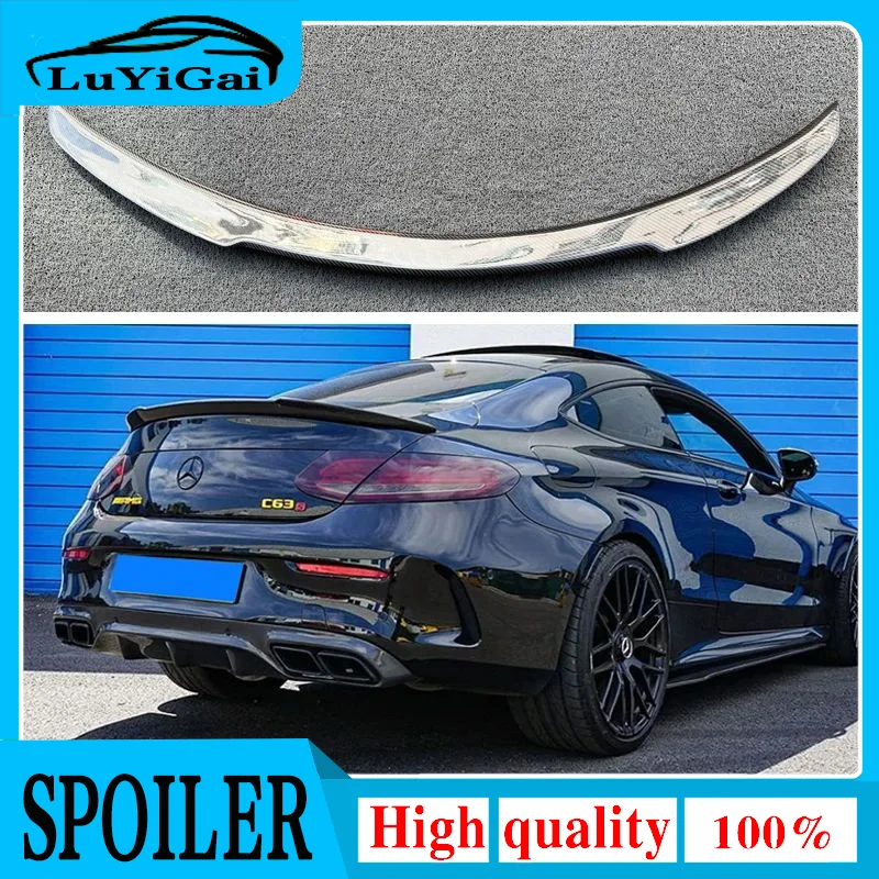 For Mercedes-Benz C-Class C205 W205 2Door Coupe FD Style Carbon Fiber Rear Spoiler Trunk Wing 2015-2023 FRP