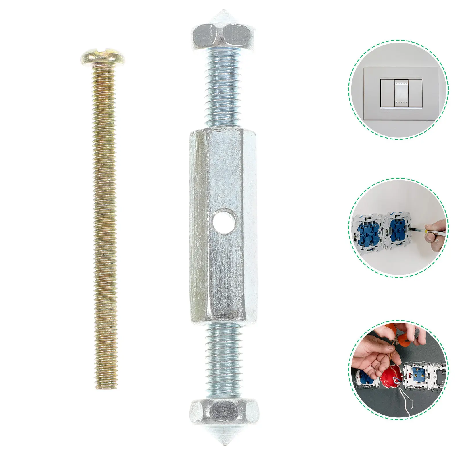21Pcs Socket Junction Box Cassette Repairer High Hardness Metal Nail Head Tighten Upper Lower Nuts Extended Rustproof Screws