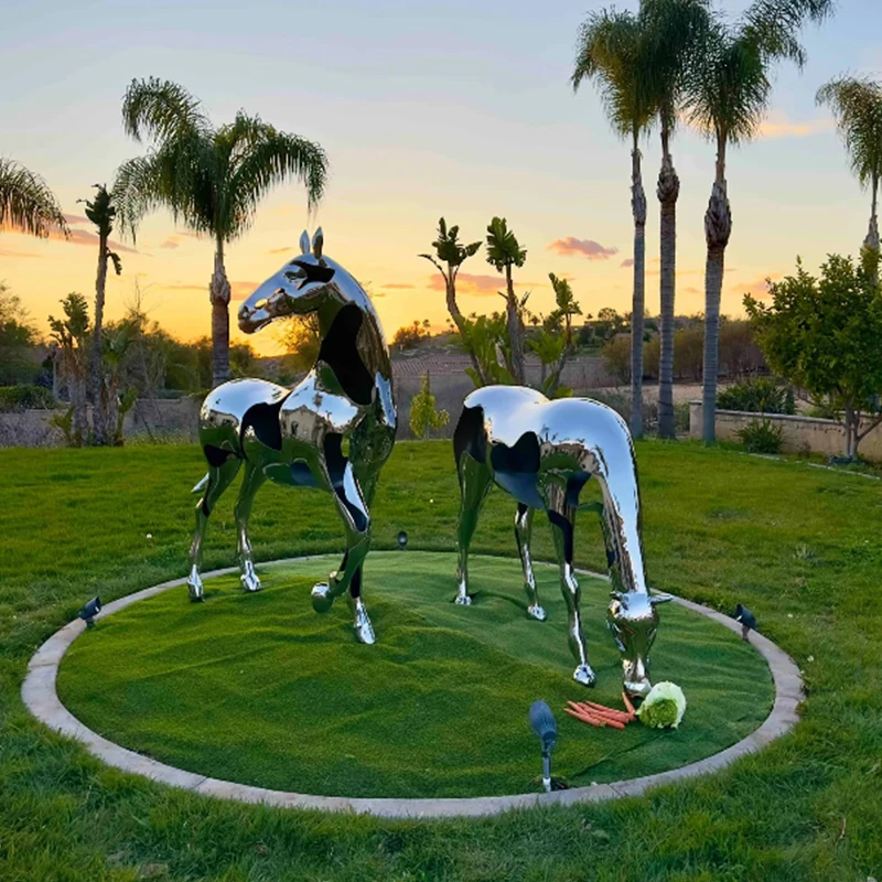 High Polished Garden Metal Animal Statue Stainless Steel Horse Sculpture for Sale 304/316 SS