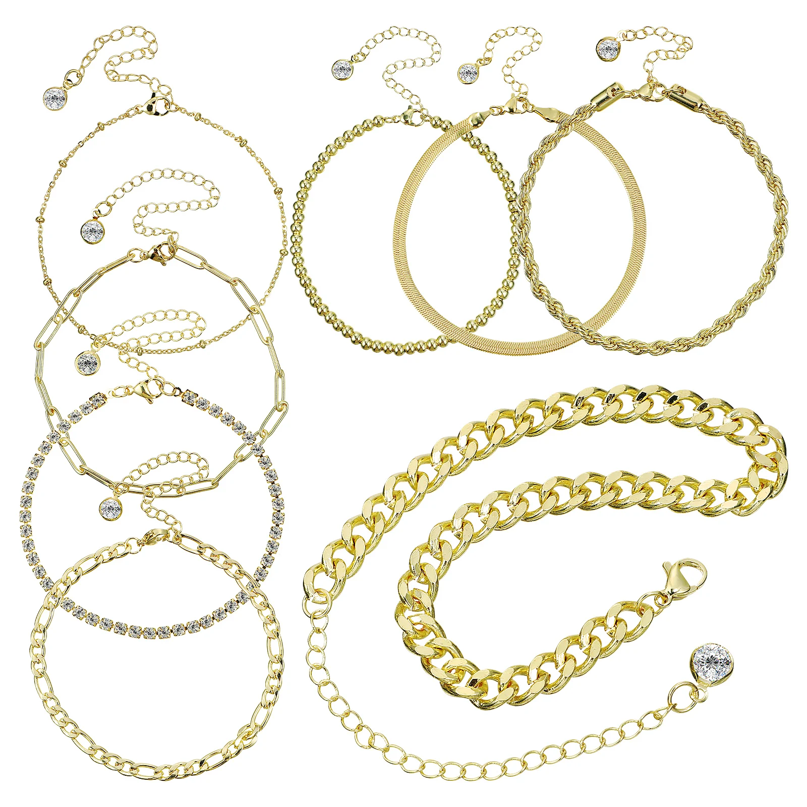 

8Pcs Women Bracelets Set Modern Minimalist Adjustable for Layering Suitable for All Occasions