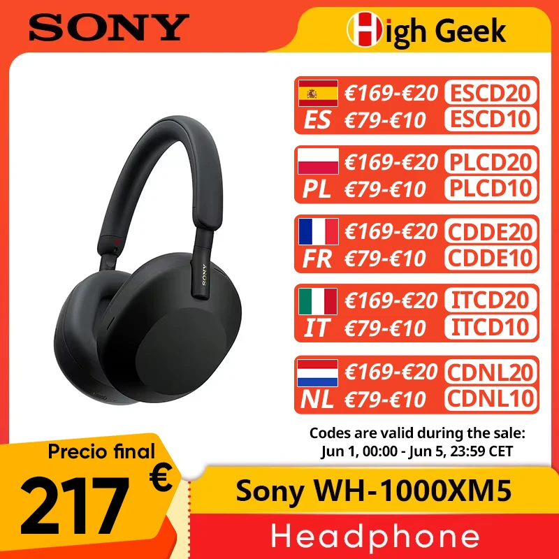 Original Sony WH-1000XM5 Drahtloser Kopfhörer mit Geräuschunterdrückung 30mm speziell entwickelte