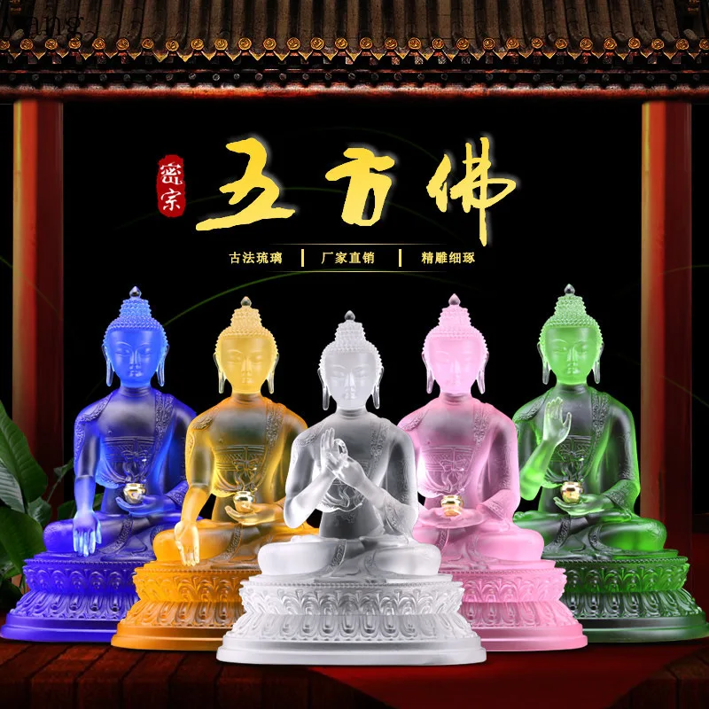 LMM ancient dewaxing glazed Buddha statue Wufang Buddhist hall temple offering ornament