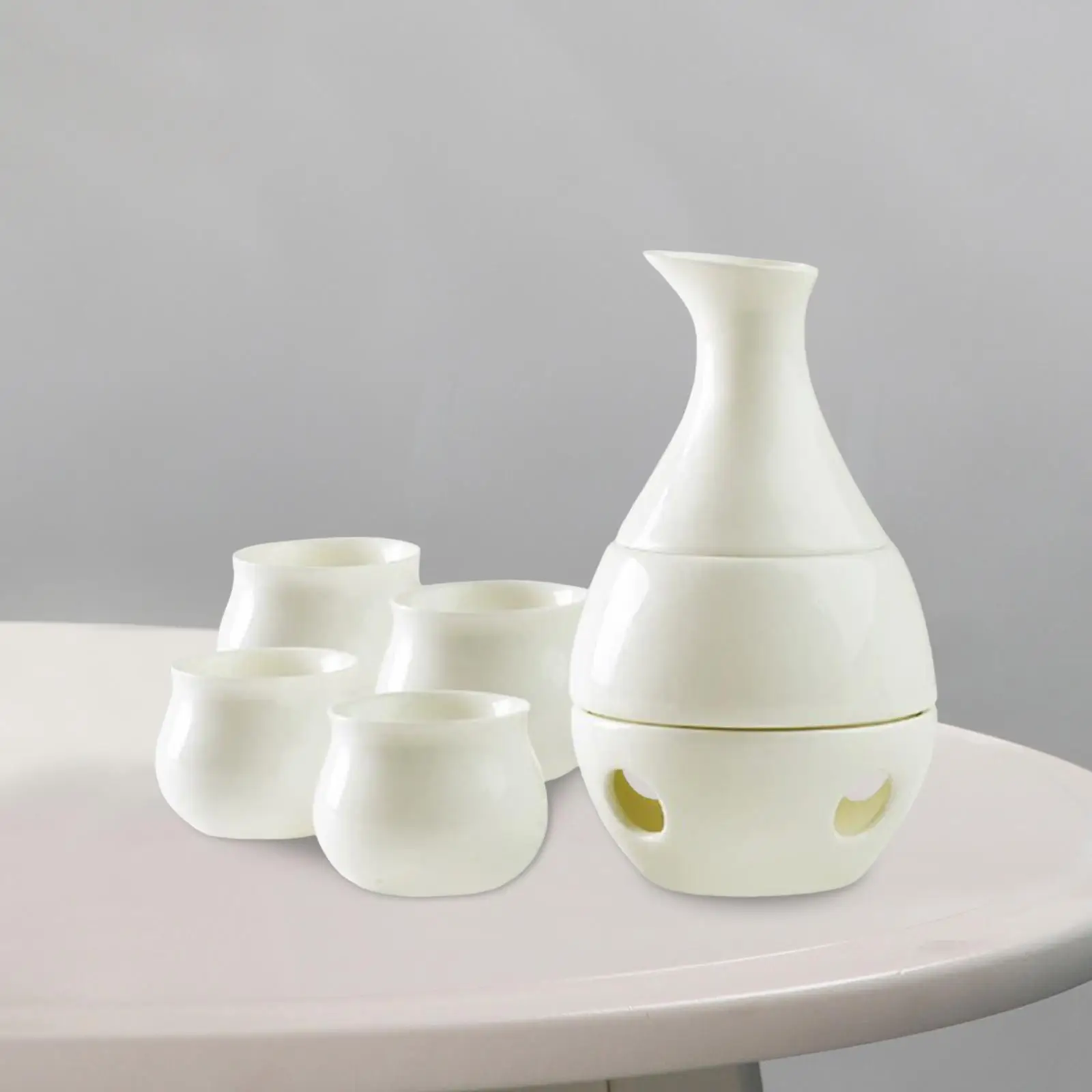 

Ceramic Sake Set with Warmer 4 Ceramic Cups for Restaurant Christmas Family