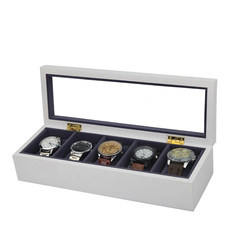 Luxury Watch Box Jewelry Watch Display Storage Box Matte White Paint Wood Senior Spray Paint Watch Holder Small Pillow  Display