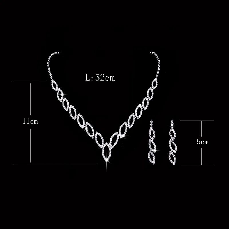 Luxury Zirconia Wedding Choker Necklace Set Women Bridal Jewelry Sets Zircon Jewellery Crystal Rhinestone Silver Color Earrings