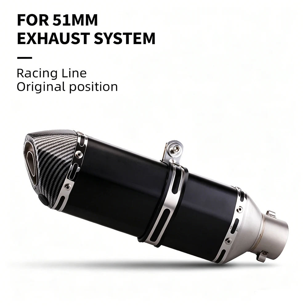Slip On Motorcycle Exhaust Pipe with Muffler Modification Motocross Muffler 51mm Universal for Z400 250 R15 R3 ZX6R ZX10 K7 MT07