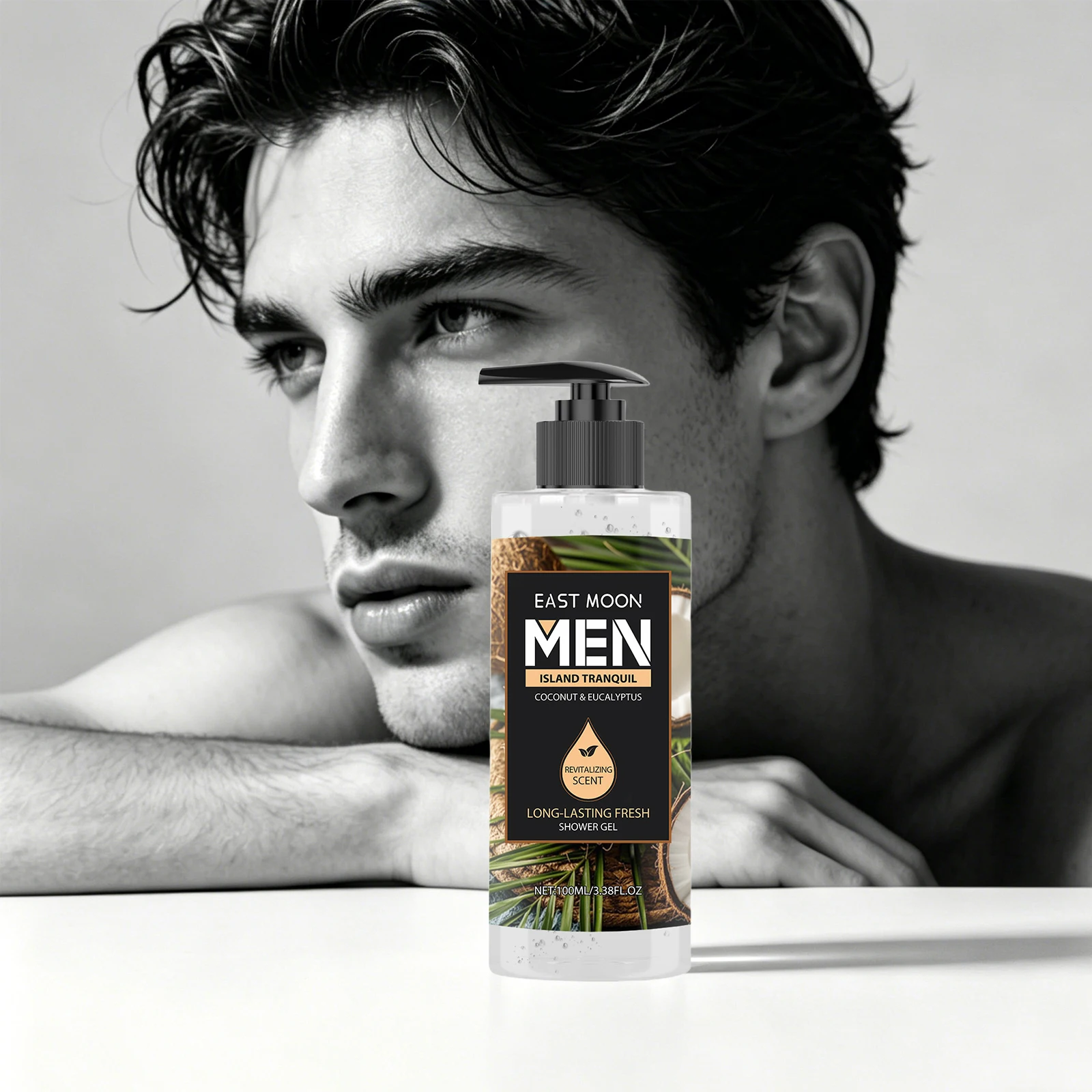 Żel pod prysznic East Moon Men Lasting Fragrance, głęboko oczyszczający, usuwający martwy naskórek, redukujący melaninę, wygładzający i odżywiający ciało