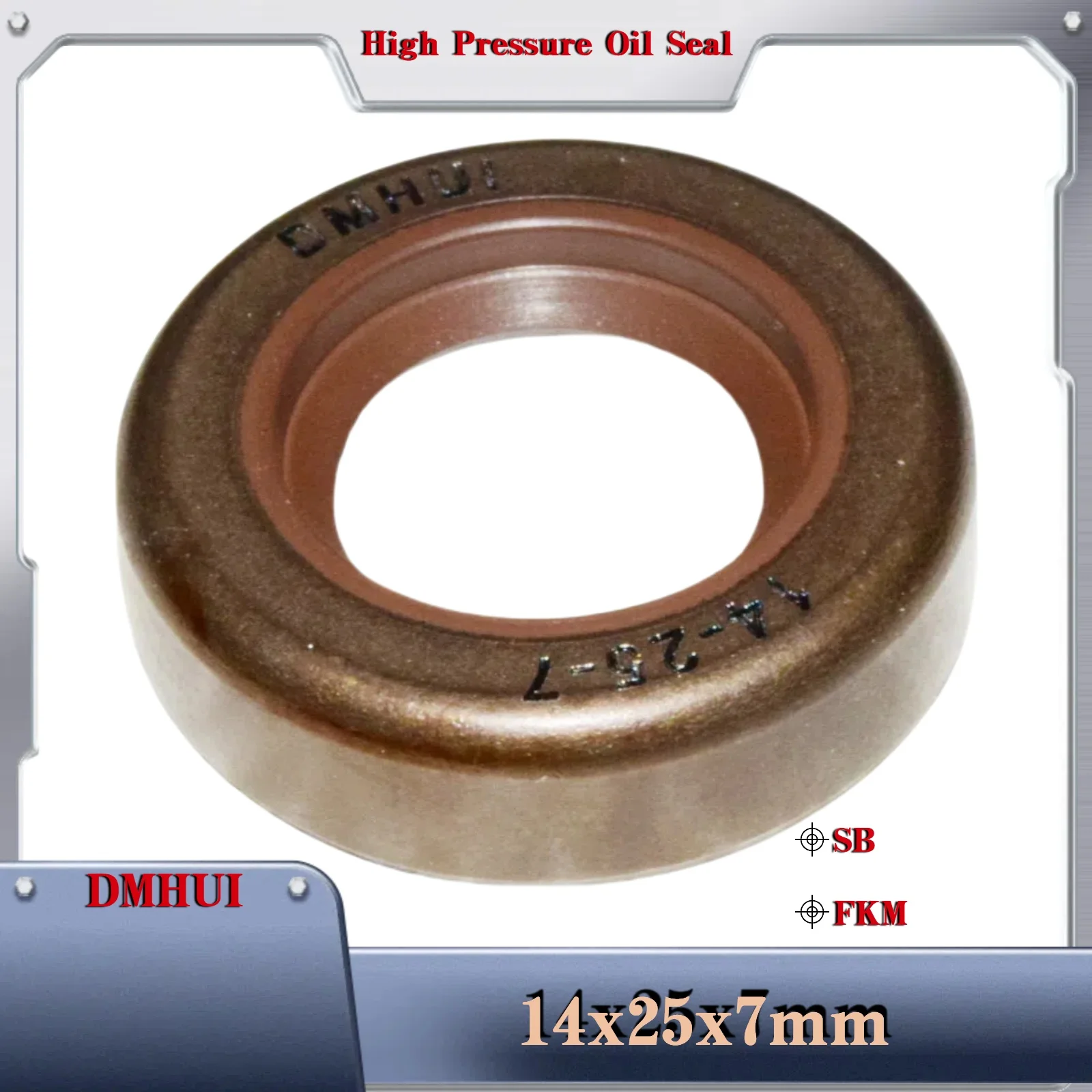 

DMHUI High Pressure Oil Seal Model 14×25×7/SB/FKM,Used in Hydraulic Pump/Motor Rotary Shaft Seal 14X25X7