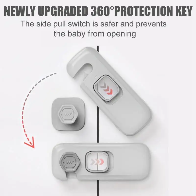 Baby Safety Lock 360 Degree Rotation Design No Drill Strong Adhesive For Cabinets Drawers Wardrobes Child Safety Protection
