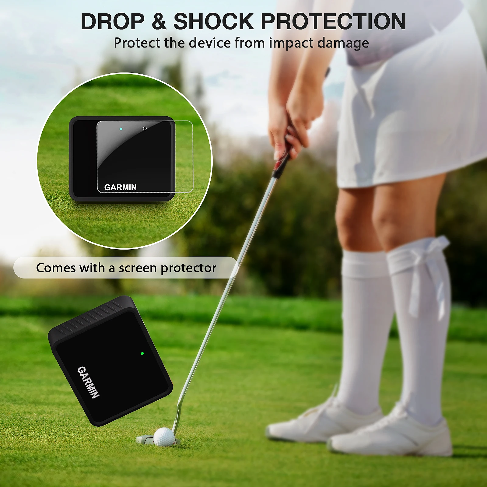 Soft Silicone Case for Garmin Approach R10 Golf Launch Monitor Shockproof Protective Cover with Screen Protector Film Accessory