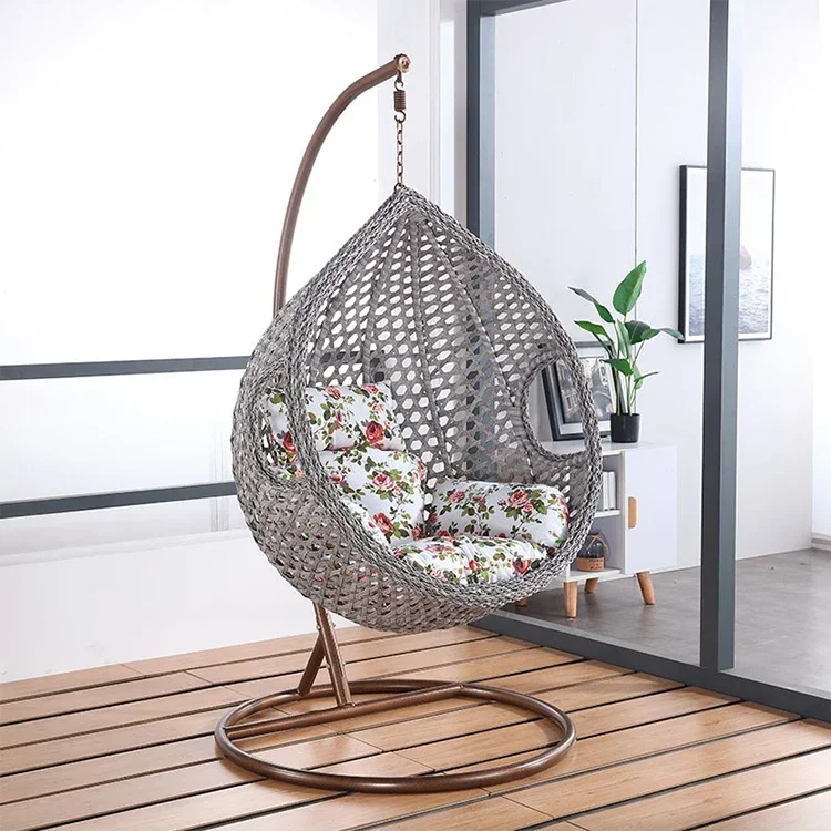 Comfortable outdoor patio rattan swing single swing hanging chair garden furniture