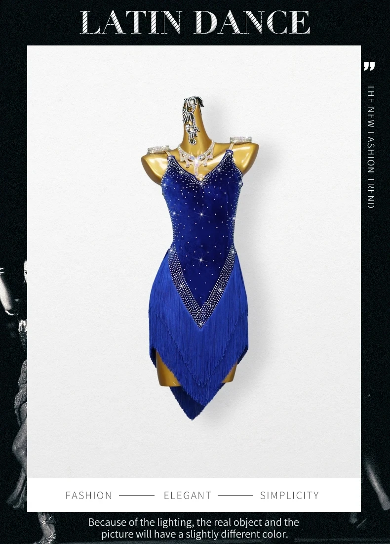 2026 Damen Lateinamerikanisches Tanzkostüm, Mädchenkleid, Abendkleid, sexy Rock, Ballsaal-Wettbewerb, Sportkostüm, elegante Bühnenkleidung mit Fransen – Detail 2
