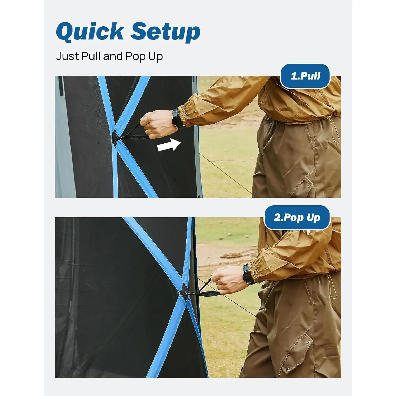 wDual-Use Pop up SUV  for Camping, 10x10.5 Ft Big Space 2 Rooms Car , SUV Tailgate  for Family Camping, 5 Sides Canopy