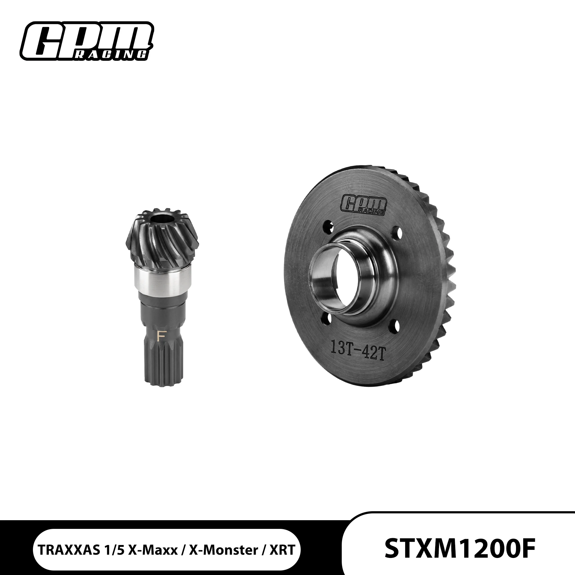 GPM Chrome Steel Front+ Rear Spiral Bevel Gears For TRAXXAS 1/5 X-MAXX 6S/8S XRT 78086-4