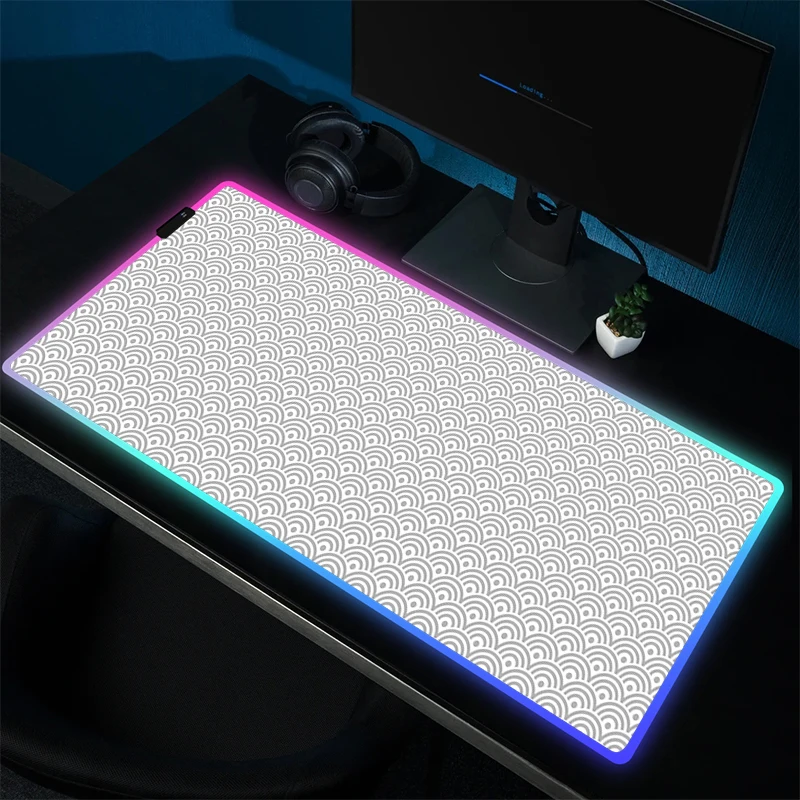 Eenvoudige Lijn Muismat Rgb Vergrendeling Rand Muismat Grote Gaming Muismat Gamer Hd Print Toetsenbordpad Led Game Antislip Accessoires