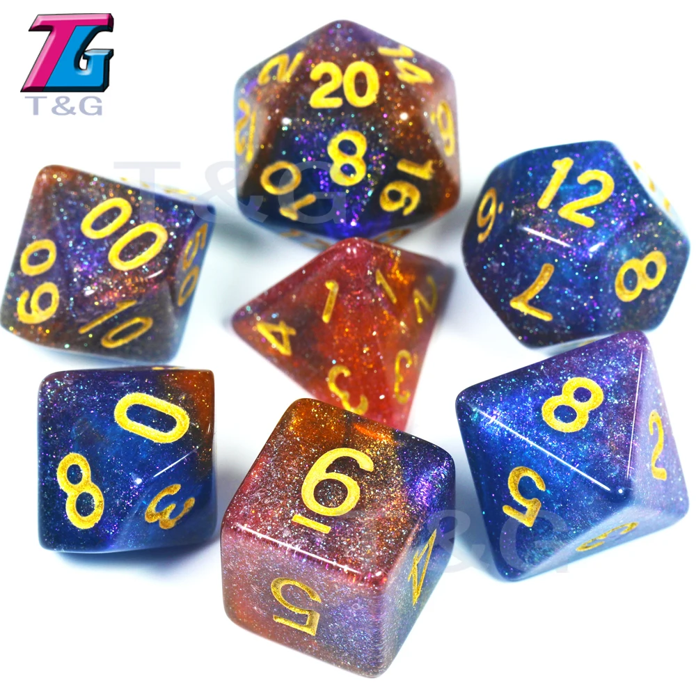 New Colorful Universe Galaxy Dice Set of D4 D6 D8 D10 D00 D12 D20 for DND RPG Boardgame Party DICE Gift